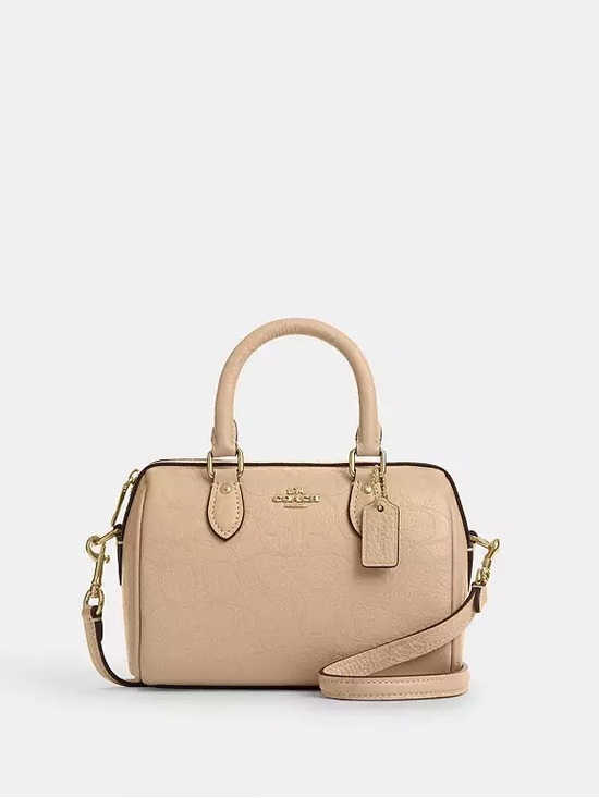 Coach Handbags - Coach Signature Embossed Mini Oat Rowan